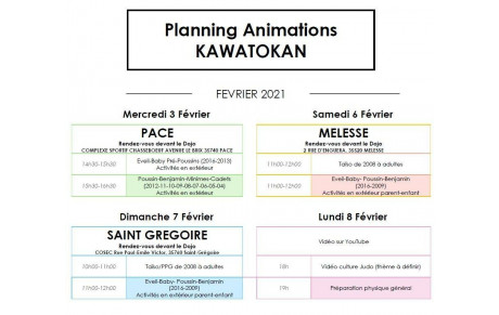 Programme de la semaine
