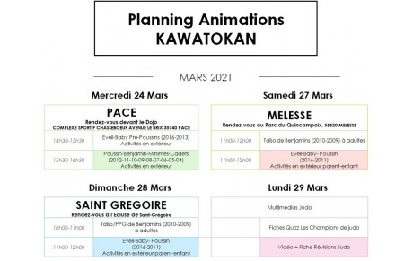 Planning du mercredi 24 au lundi 29